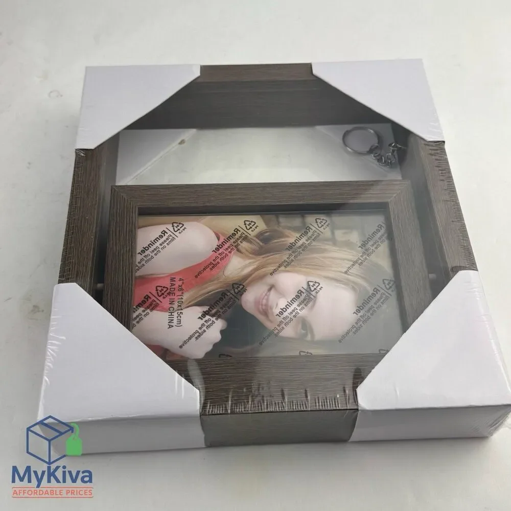 Photo Frame Wooden 4x6 Inch Gift Frame with Key Ring Brown
